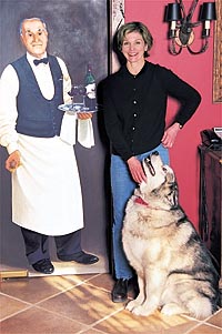 Martine Drackett at home with two friends. photo by David N. Seelig