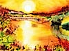 Lynn Toneri, "Sunrise at Silver Creek" watercolor, 10.5" x 14.5"