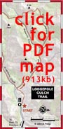 click here for PDF map of Lodgepole Gulch hike (913kb). map 2002 E.B. Phillips