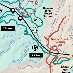 (detail of XC Trails & Snowmobile Trails map). copyright 2001 E.B. Phillips