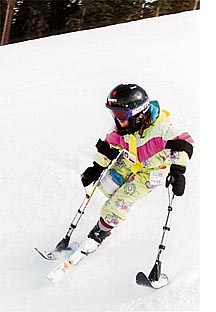 Elitsa Storey, pictured here when she was 7 years old and on her eighth day of skiing, is now 15 and aiming for a spot on the U.S. Paralympic Team. Courtesy photo