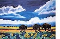 jennifer lowe bison and balsamroot livestock marker on paper 30 X 40