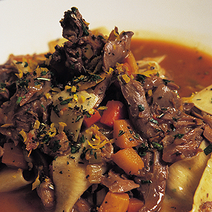 Lamb ragu with pappardelle pasta created by Keith Otter at Baci Restaurant. Photo by David N. Seelig