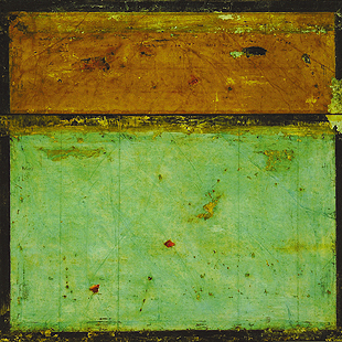 "Frammento del Muro MMV-X" by Marcia Myers, fresco on linen, 46" x 46"