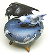 "Blue Bowl With Birds" by William Morris, blown and sculpted glass, 10.5" x 12"
