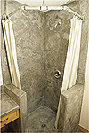 Scovells open shower saves space. Photo by Chris Pilaro